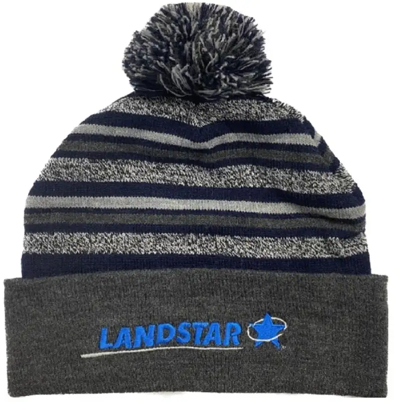 Striped Knit Pom Pom Hat